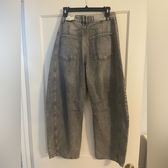Free People Good Luck Mid Rise Barrel Jeans Falcon Grey - Picture 9 of 11